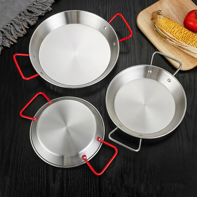 18-24cm Double Handle Stainless Steel Frying Pan