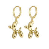 Sterling Silver Balloon Dog Drop Earrings, Gold & Silver Finish